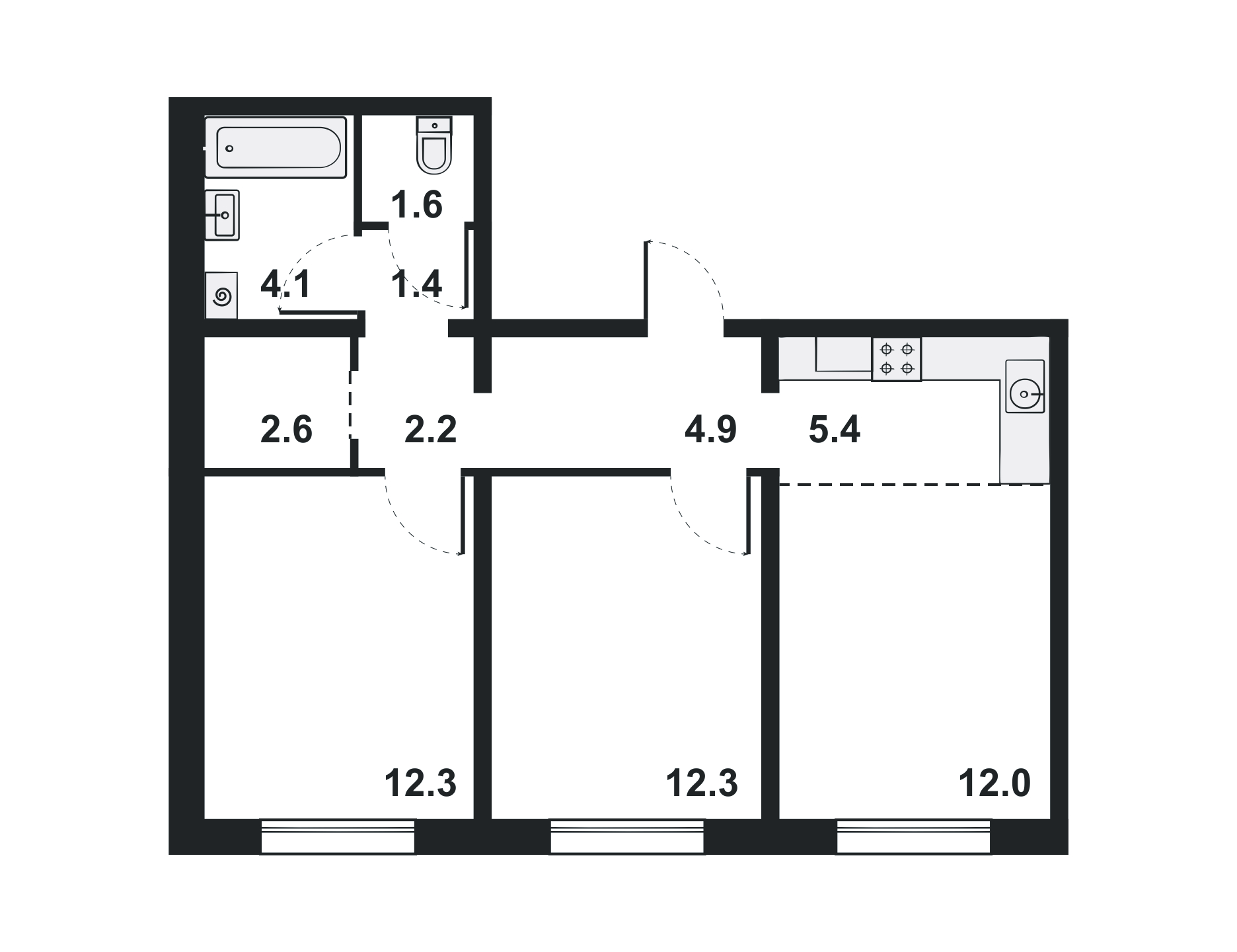 планировка квартиры 59 м2